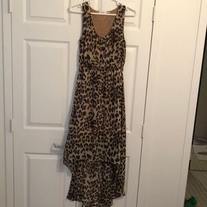 Leopard Sleeveless High Low Dress